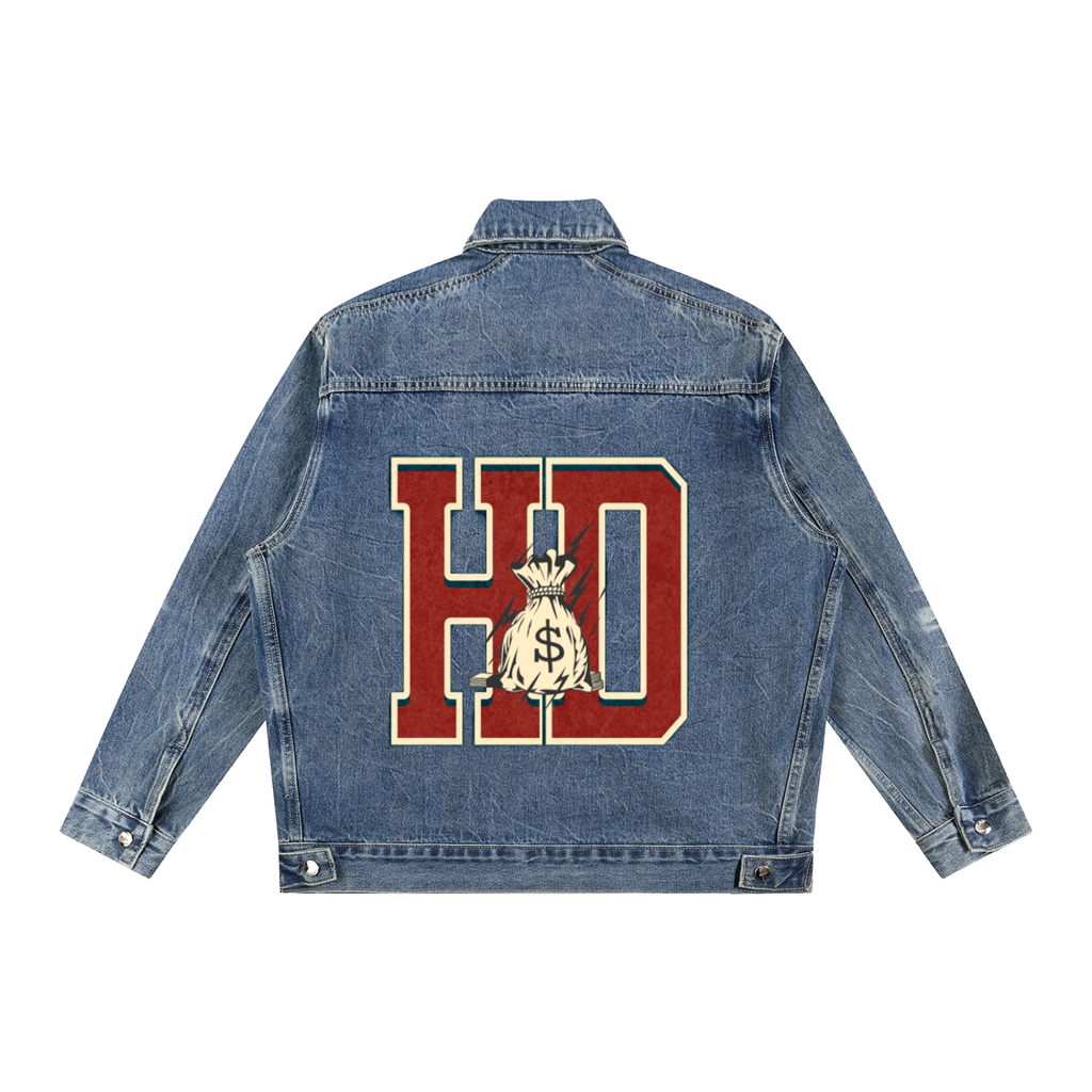 Vintage Wash Zip Up Denim Jacket