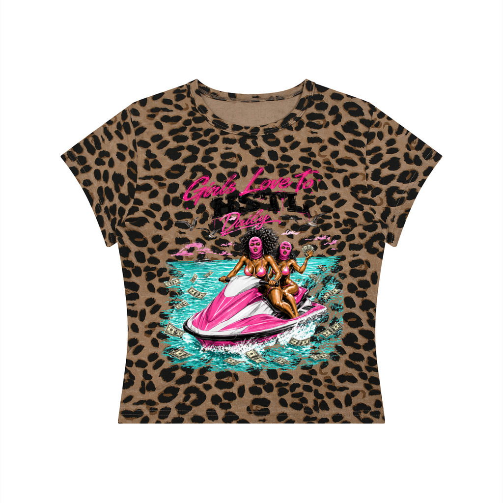 Girls love to HSTL Leopard Print Crop T-Shirt