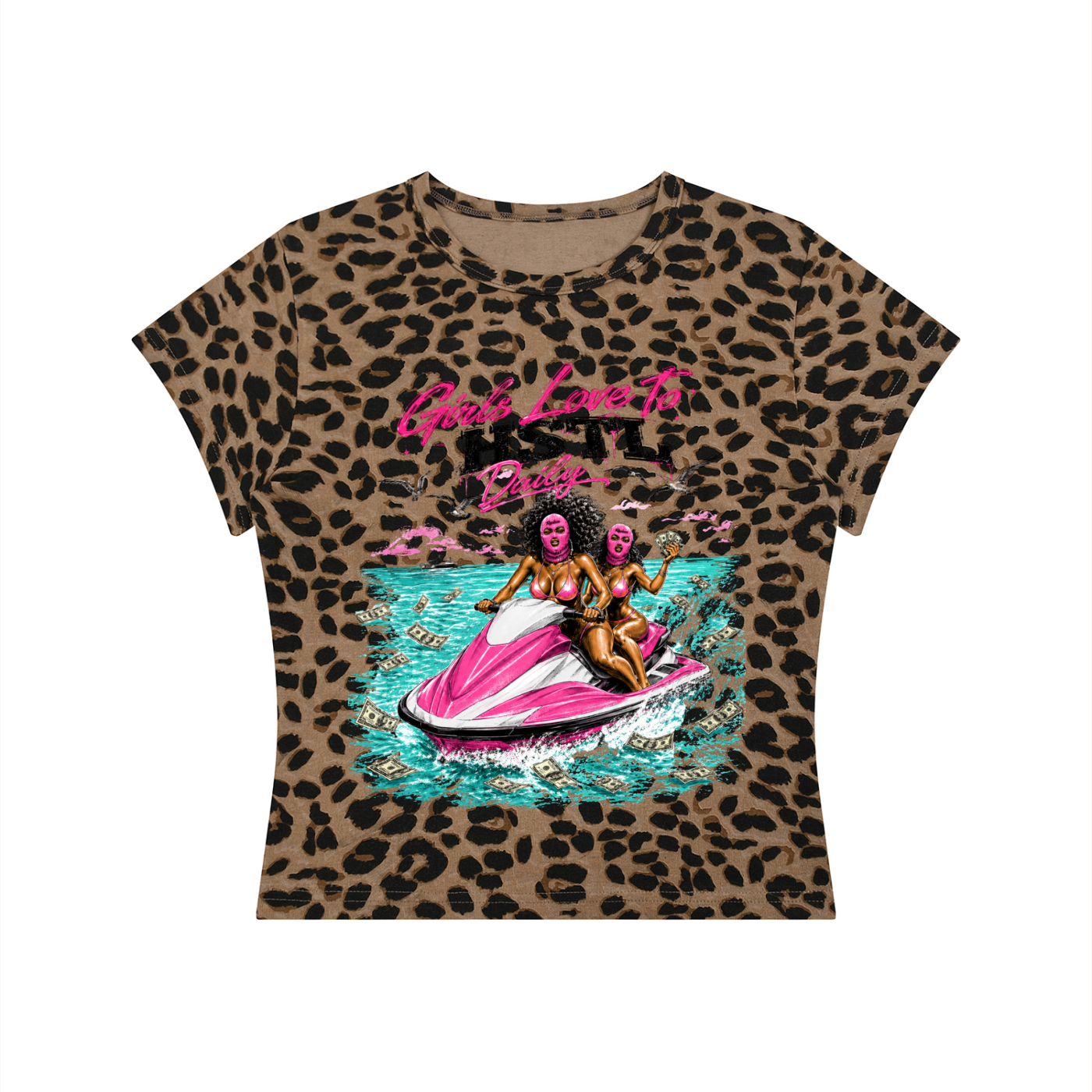 Girls love to HSTL Leopard Print Crop T-Shirt