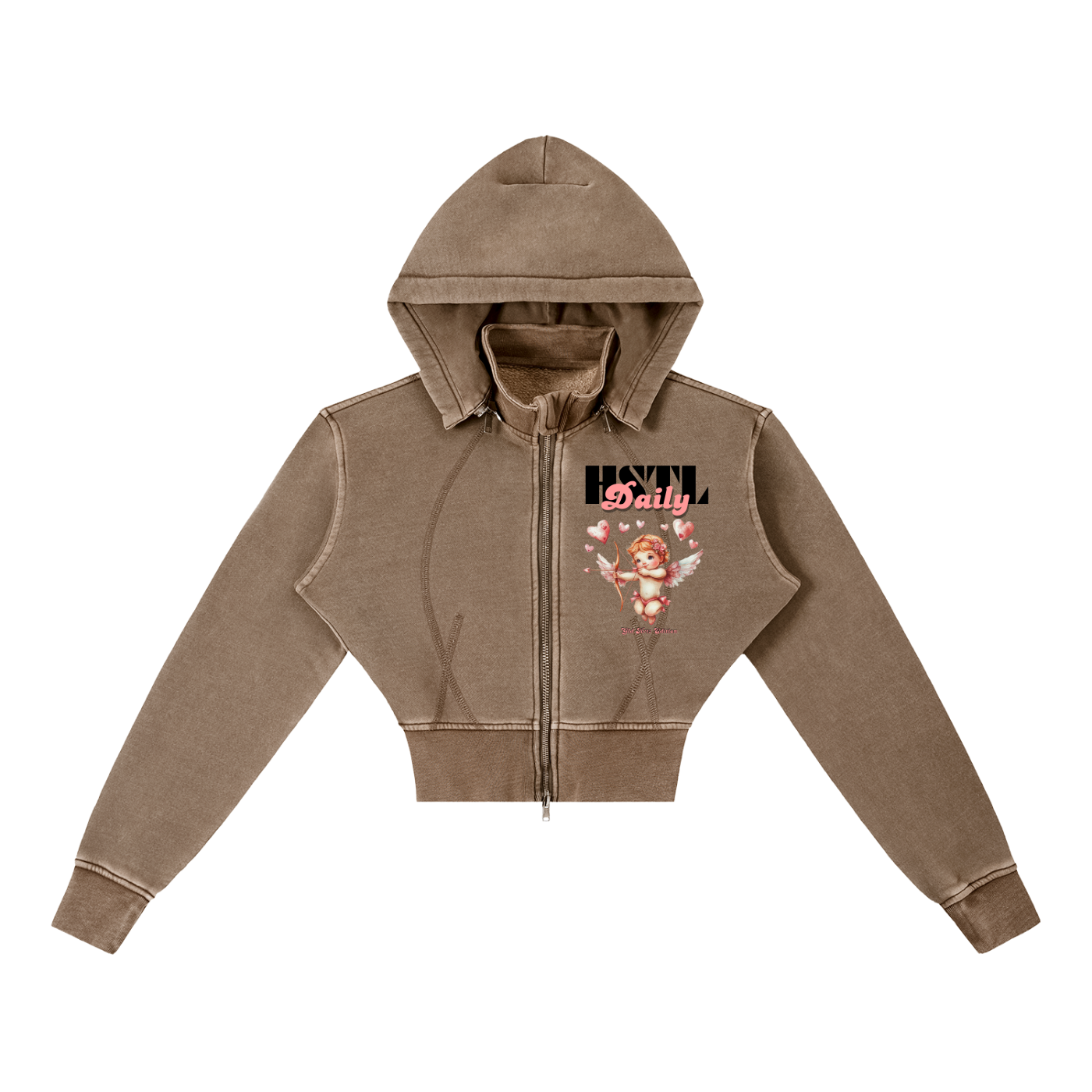 Vintage Washed Cropped Fleece Hoodie