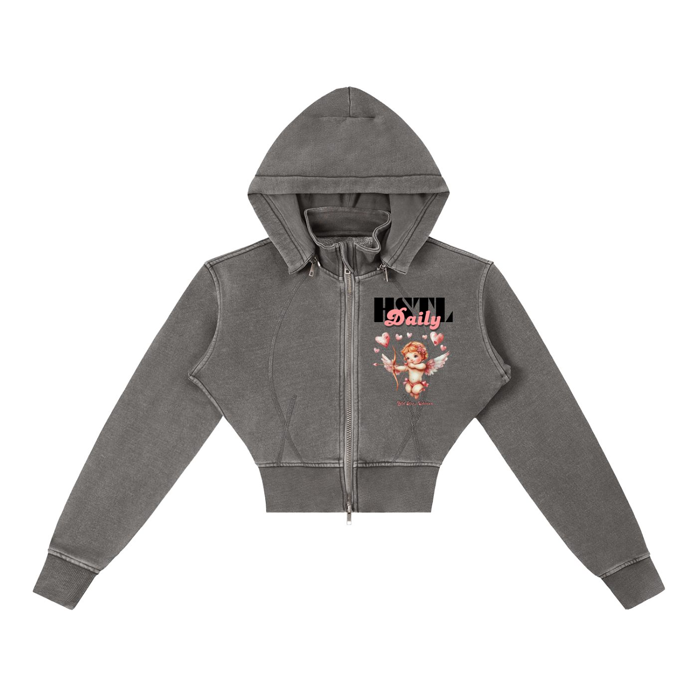 Vintage Washed Cropped Fleece Hoodie