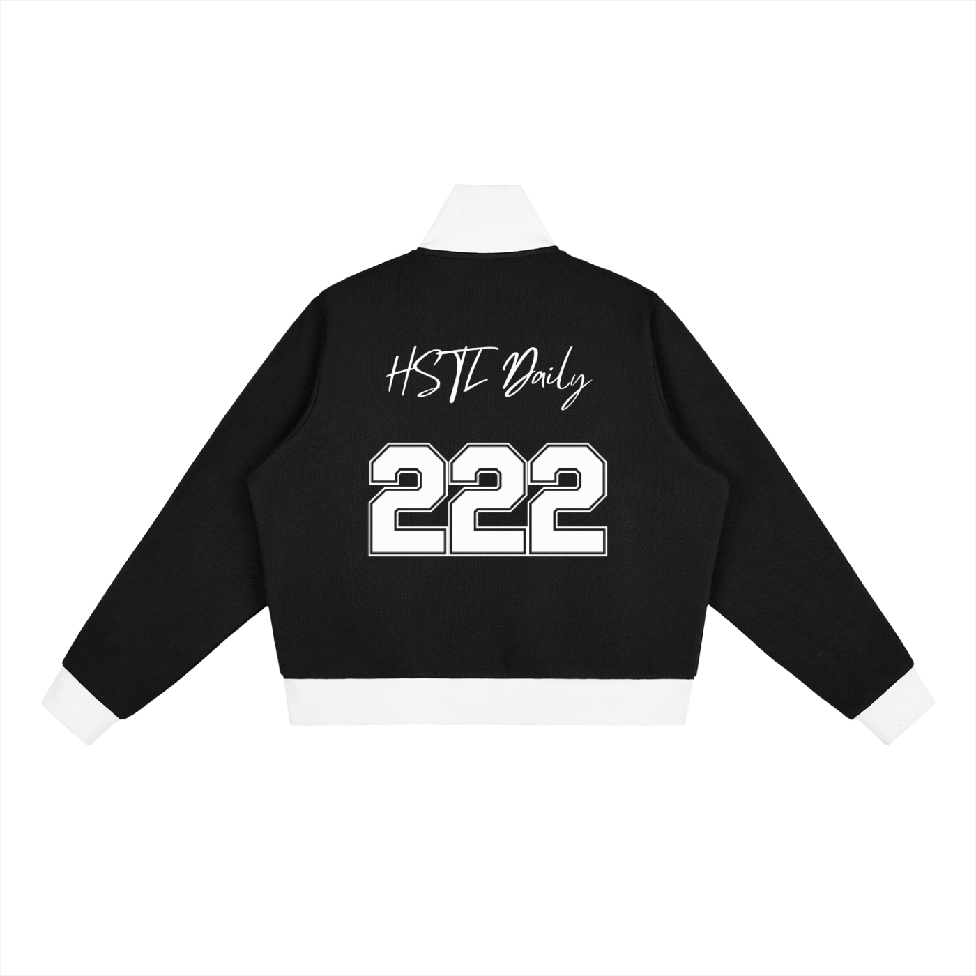 Contrast Side Stripe Fleece Cropped Track Jacket