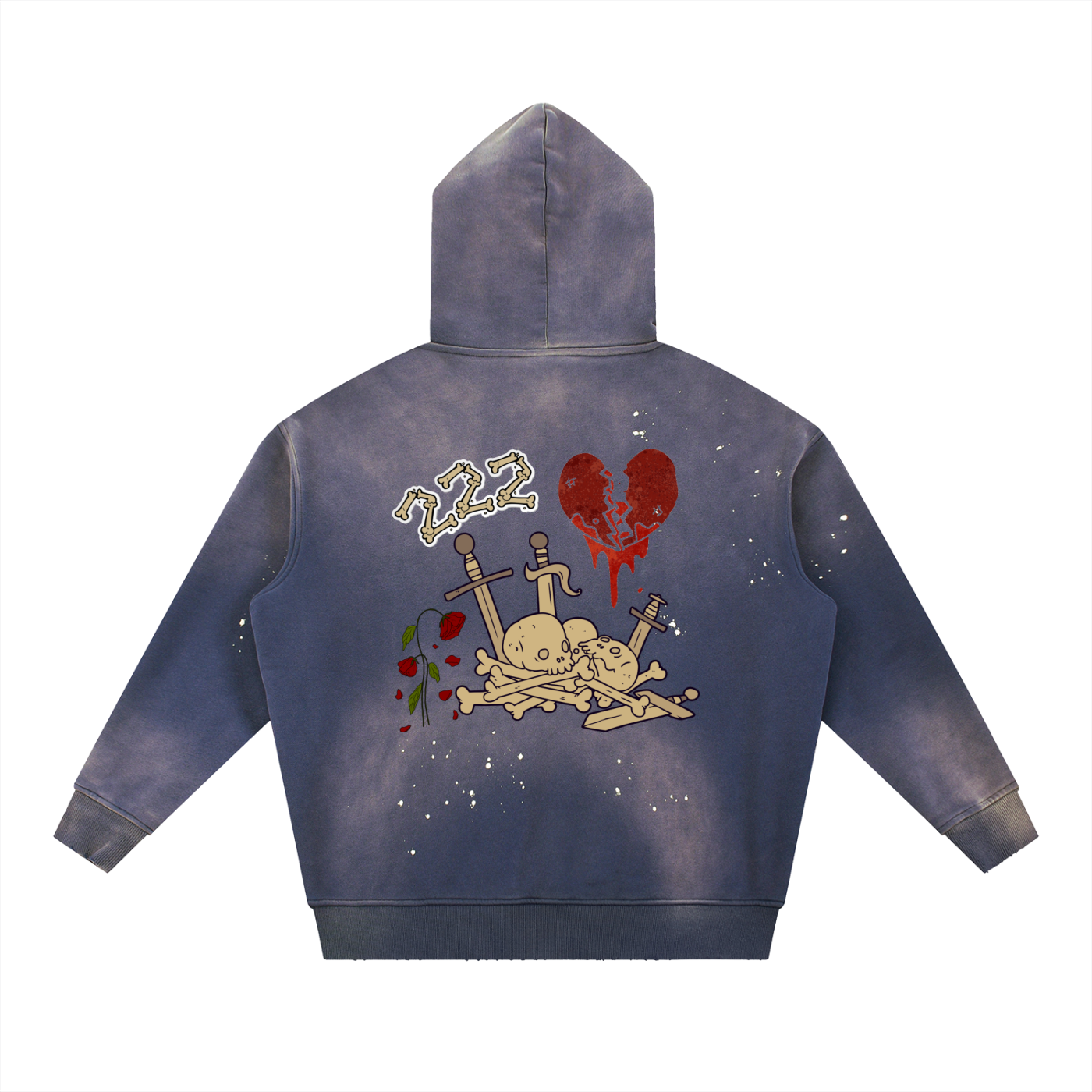 Vintage Washed Frayed Fleece Hoodie