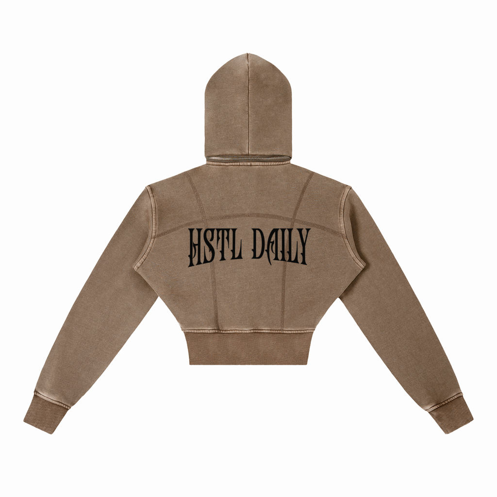 Vintage Washed Cropped Fleece Hoodie