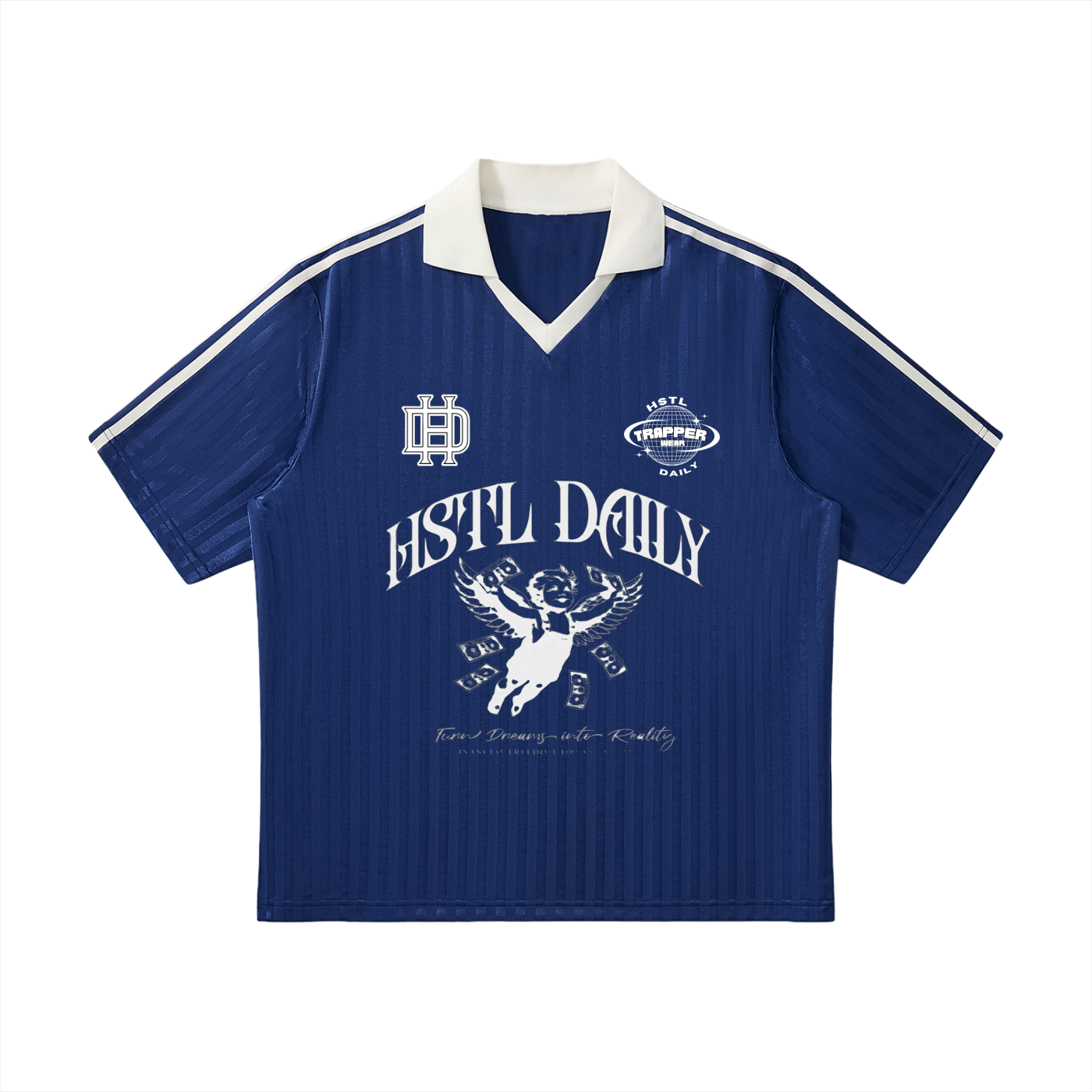 Contrast Collar Striped Soccer Jersey