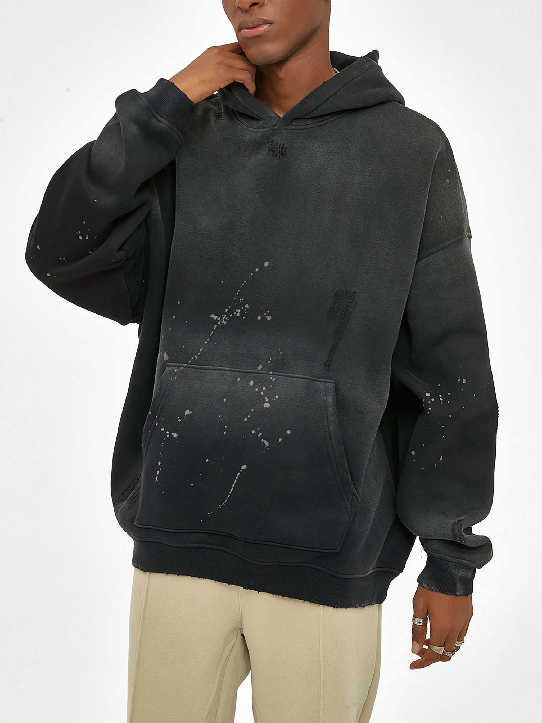 Men's Chrome HD Vintage Washed Frayed Fleece Hoodie