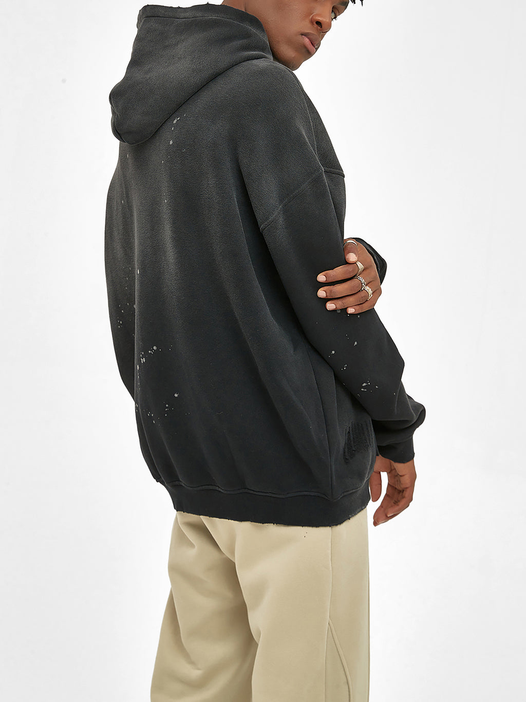 Men's Chrome HD Vintage Washed Frayed Fleece Hoodie