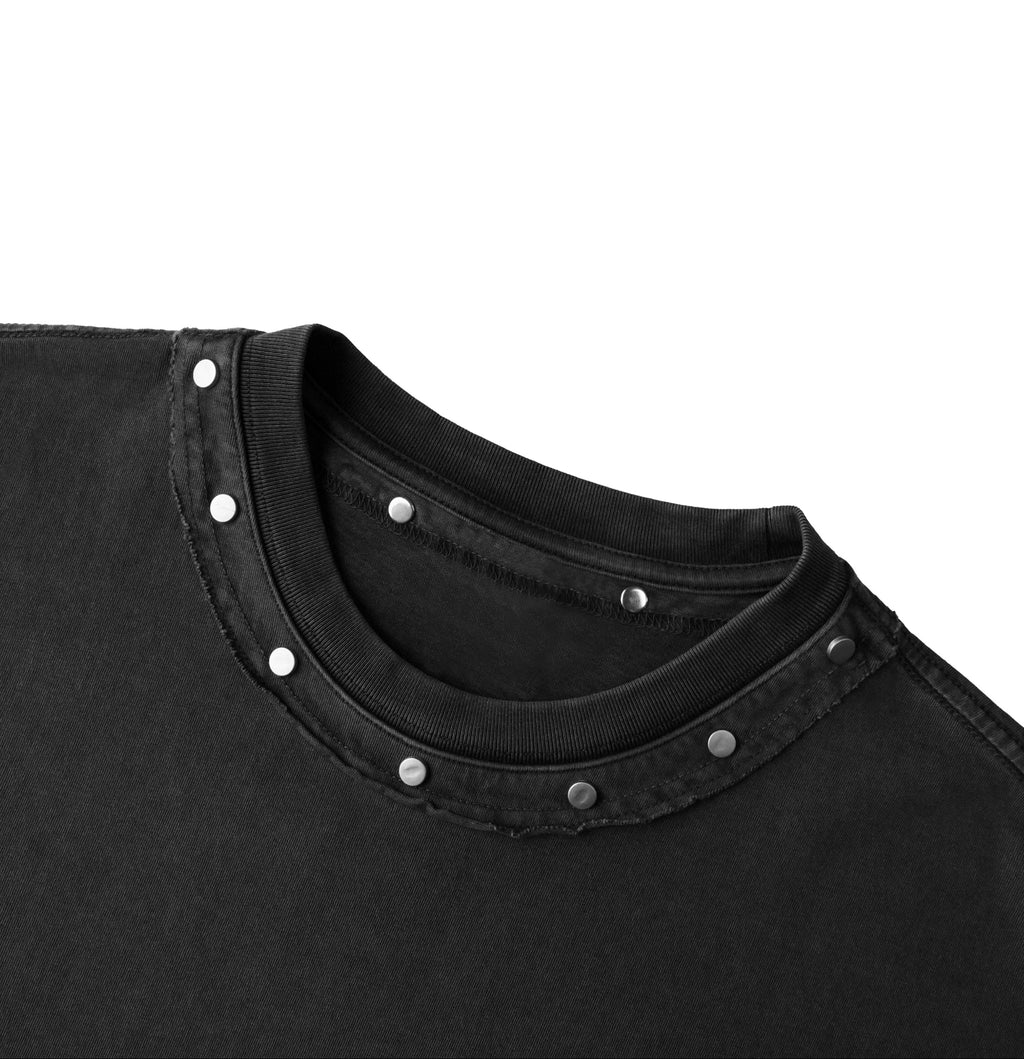 Unisex Washed Boxy Studded T-Shirt
